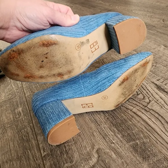 E8 By Miista Size 36 Blue Corduroy Block Heel