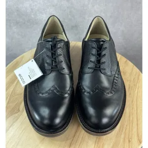Ecco Men's Hydromax Black Lux Leather Golf Shoes - Spiked - Size EU 42 US 8.5