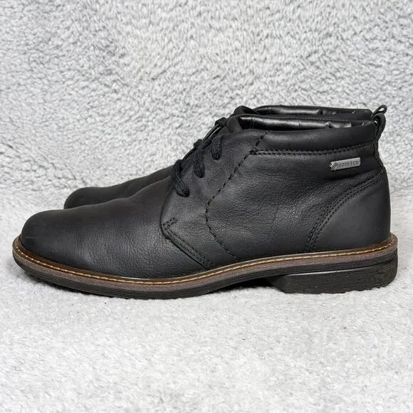 Ecco Turn Mens Size 7 Chukka Ankle Boots Black Leather Waterproof Gore-Tex