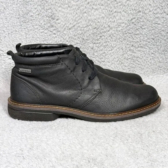 Ecco Turn Mens Size 7 Chukka Ankle Boots Black Leather Waterproof Gore-Tex