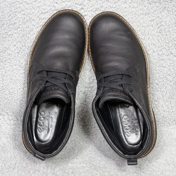 Ecco Turn Mens Size 7 Chukka Ankle Boots Black Leather Waterproof Gore-Tex