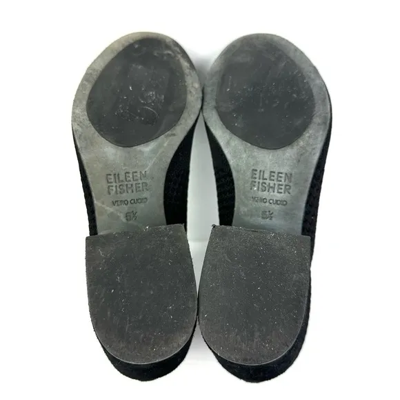 Eileen Fisher Croft Bootie 5.5 Black Stretch Knit Open Toe Shoes Womens