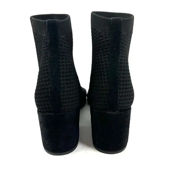 Eileen Fisher Croft Bootie 5.5 Black Stretch Knit Open Toe Shoes Womens