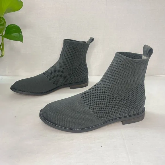 Eileen Fisher Jude Stretch Knit Bootie in Gray‎ Ankle Boots 5.5 NWOB