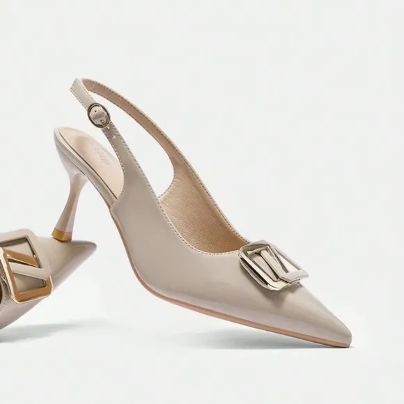 Elegant apricot Slingback Heels size 8