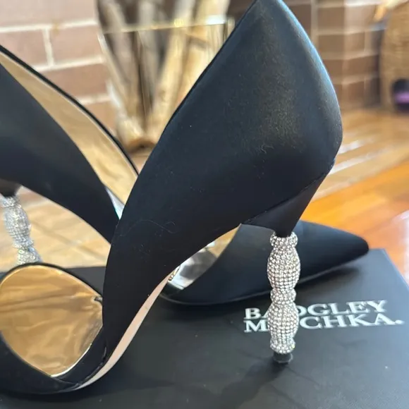 Elegant Black Heels with Crystal Accents