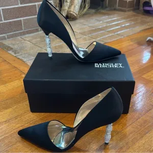 Elegant Black Heels with Crystal Accents