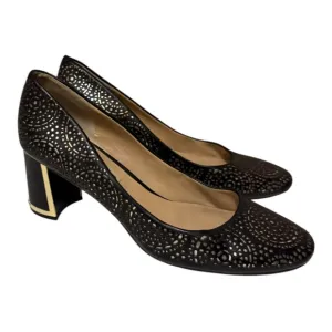 Elegant Black Laser-Cut Women's Heels