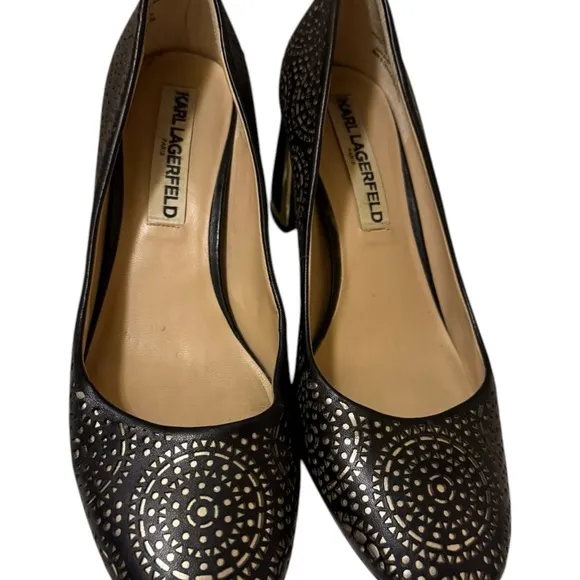 Elegant Black Laser-Cut Women's Heels