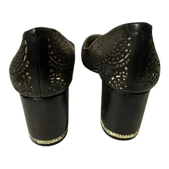 Elegant Black Laser-Cut Women's Heels