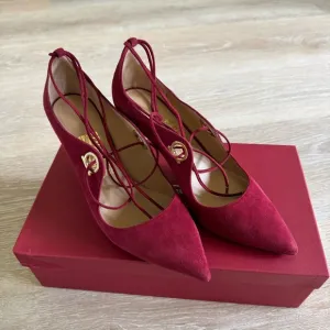 Elegant Burgundy Lace-Up Women's Heels