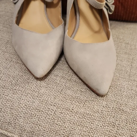 Elegant Gray Women's Mules with Floral Accent