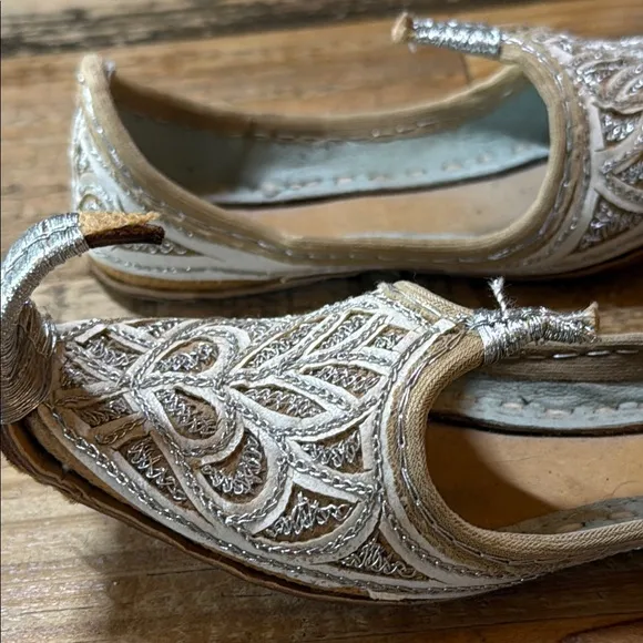 Elegant Tan &amp; Cream Embroidered Children’s Shoes