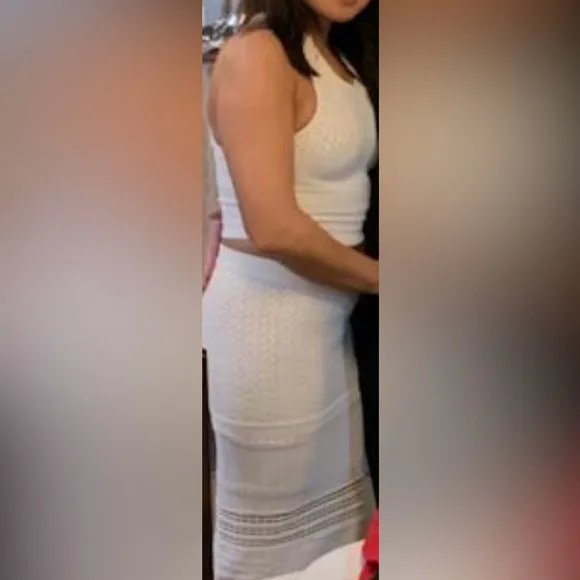 Elegant White Knit Skirt Set by Marciano