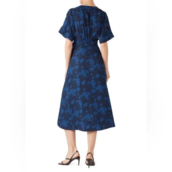 Equipment 100% Silk Elegant Blue A-Line Floral Dress size 2