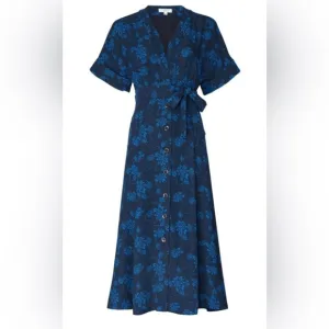 Equipment 100% Silk Elegant Blue A-Line Floral Dress size 2