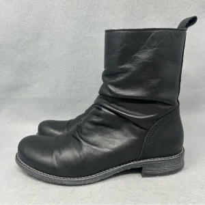 Eric Michael Womens Dana Black Leather Ruched Ankle Boots Shoes 38