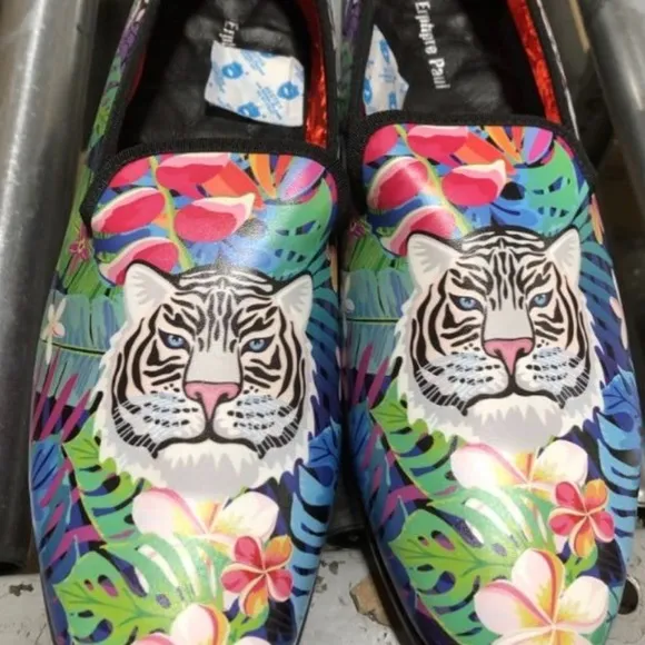 Erphpre Paul Men's Loafers Velvet Embroidery Fashion Wedding‎ Party Prom Shoes
