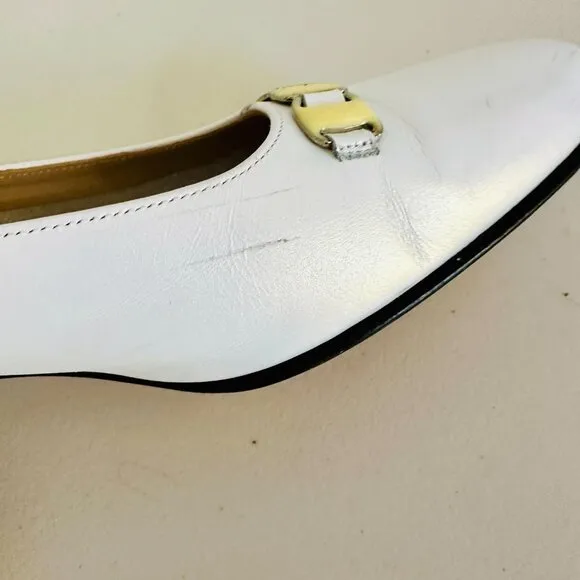 EUC SALVATORE FERRAGAMO BOUTIQUE PEARL WHITE LEATHER BRIDAL SANDALS ITALY