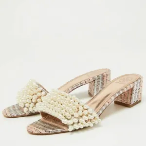 EUC Tory Burch Elegant Pearl Embellished Women's Heels