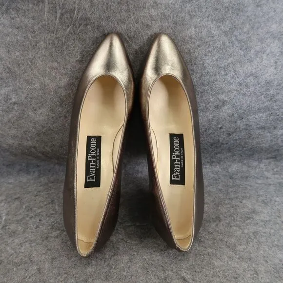 Evan Picone Shoes Womens 5 Pumps Classic Formal Fashion Metallic Leather Slip On