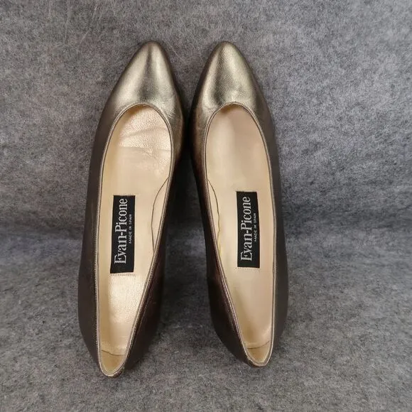 Evan Picone Shoes Womens 5 Pumps Classic Formal Fashion Metallic Leather Slip On