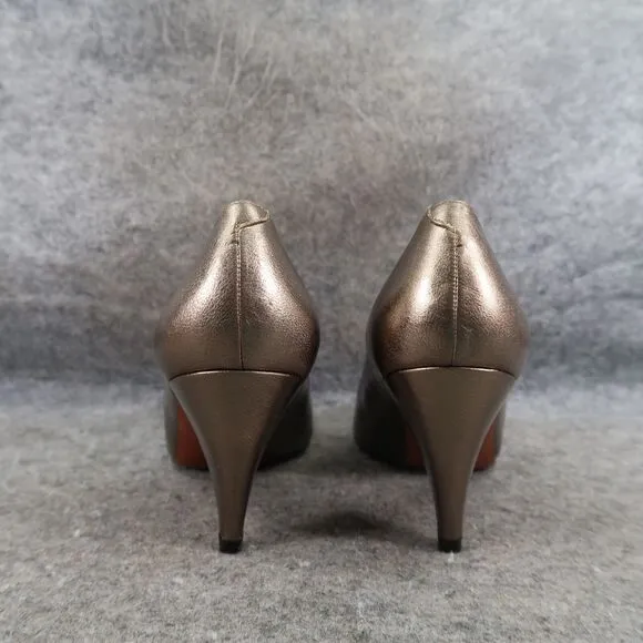 Evan Picone Shoes Womens 5 Pumps Classic Formal Fashion Metallic Leather Slip On