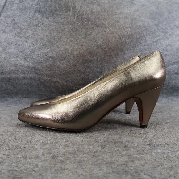 Evan Picone Shoes Womens 5 Pumps Classic Formal Fashion Metallic Leather Slip On