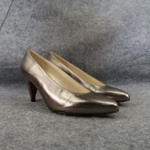Evan Picone Shoes Womens 5 Pumps Classic Formal Fashion Metallic Leather Slip On