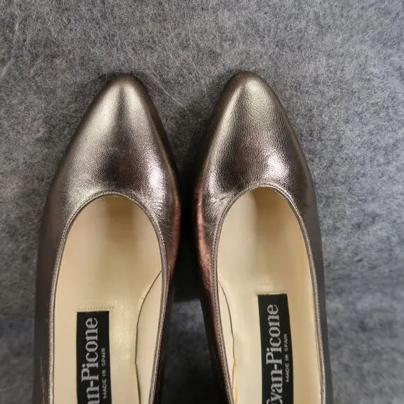 Evan Picone Shoes Womens 5 Pumps Classic Formal Fashion Metallic Leather Slip On