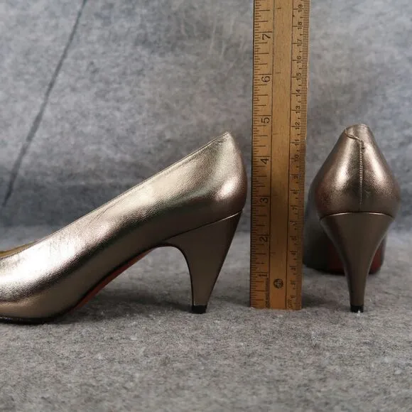 Evan Picone Shoes Womens 5 Pumps Classic Formal Fashion Metallic Leather Slip On