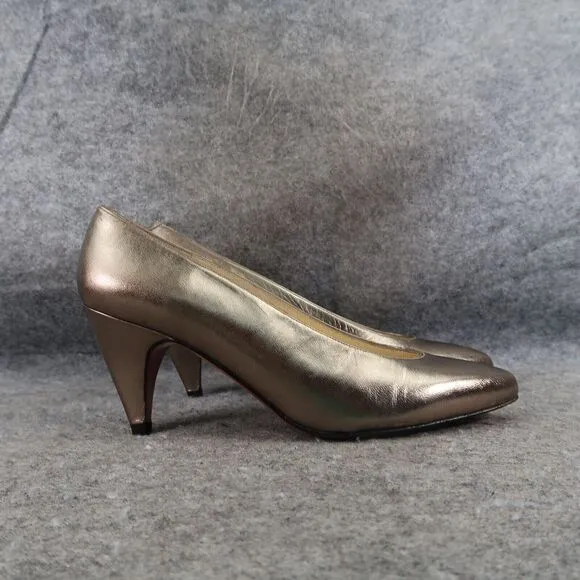 Evan Picone Shoes Womens 5 Pumps Classic Formal Fashion Metallic Leather Slip On