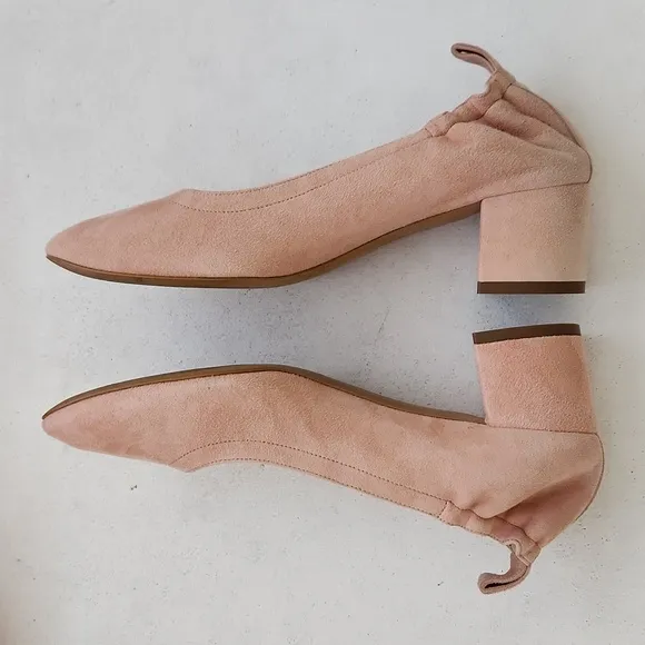 Everlane The Day Heeled Blush Suede Shoes Sz 6.5