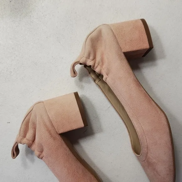 Everlane The Day Heeled Blush Suede Shoes Sz 6.5
