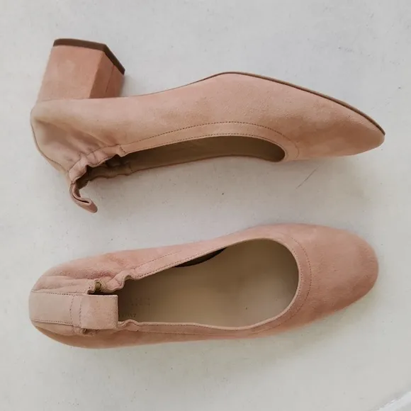 Everlane The Day Heeled Blush Suede Shoes Sz 6.5