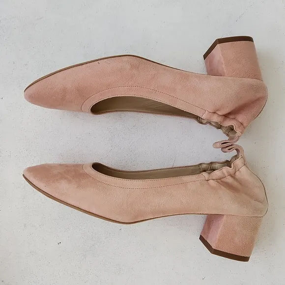 Everlane The Day Heeled Blush Suede Shoes Sz 6.5
