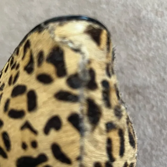 Express Leather Pony Hair Leopard/Cheetah Print Open Toe Stilettos