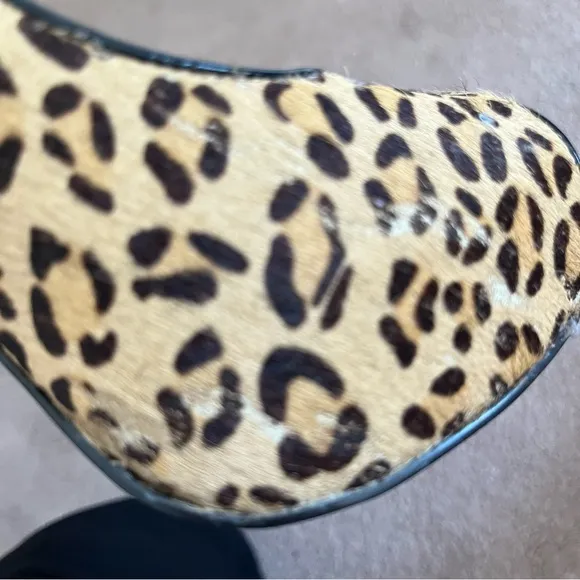 Express Leather Pony Hair Leopard/Cheetah Print Open Toe Stilettos