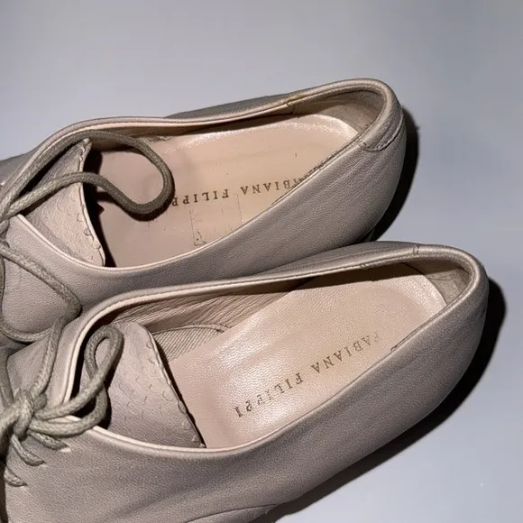 Fabiana Filippi shoes laces leather scales pattern light tan cream colored 38