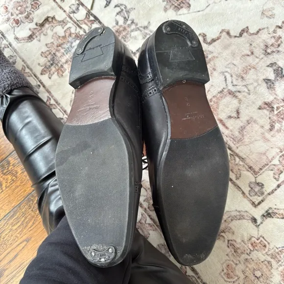 Ferragamo Classic Wingtip Oxfords Black Men's Dress Shoes Size 12