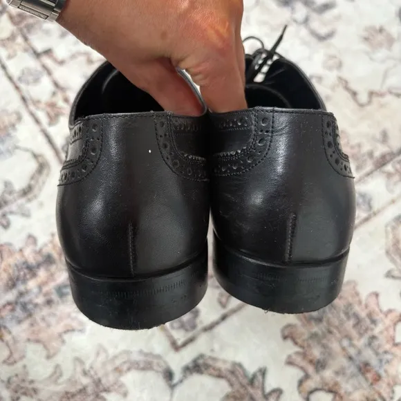 Ferragamo Classic Wingtip Oxfords Black Men's Dress Shoes Size 12