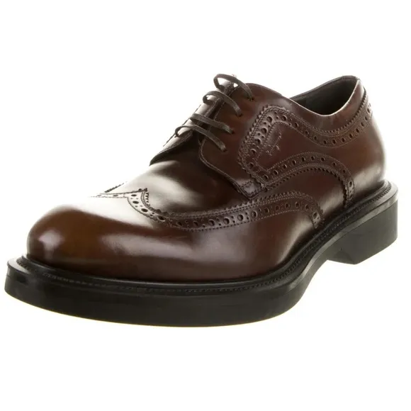 Ferragamo Dark Brown Leather Donegal Brouges, Size 12