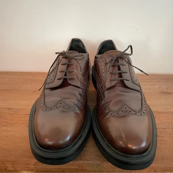 Ferragamo Dark Brown Leather Donegal Brouges, Size 12