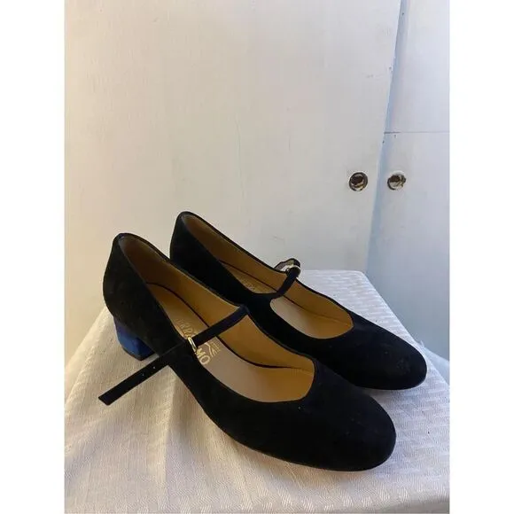 Ferrango Made in Italy black blue dancing shoes 1.5” heel 9b #77553b40