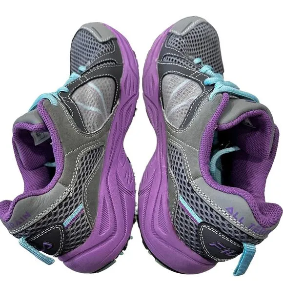 Fila vitality 2 trail shoes. Gray knit and suede and purple accent Size 7