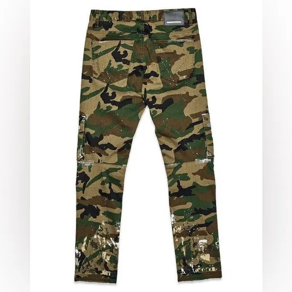 First Row Men’s Camo Multi Cargo Slim Straight Pants | Brand New