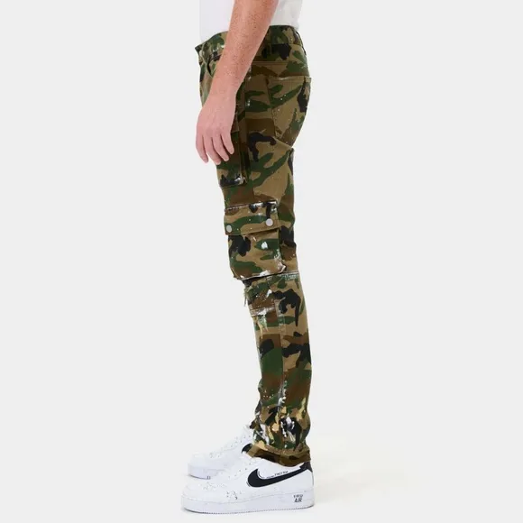 First Row Men’s Camo Multi Cargo Slim Straight Pants | Brand New