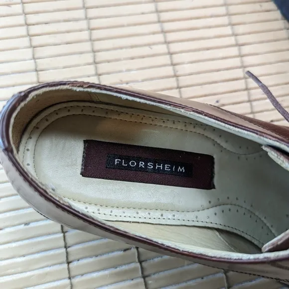 Florsheim Oxford &quot;Chase&quot; Men's Cognac Brown Pebbled Leather  Shoes K18150   sz 9