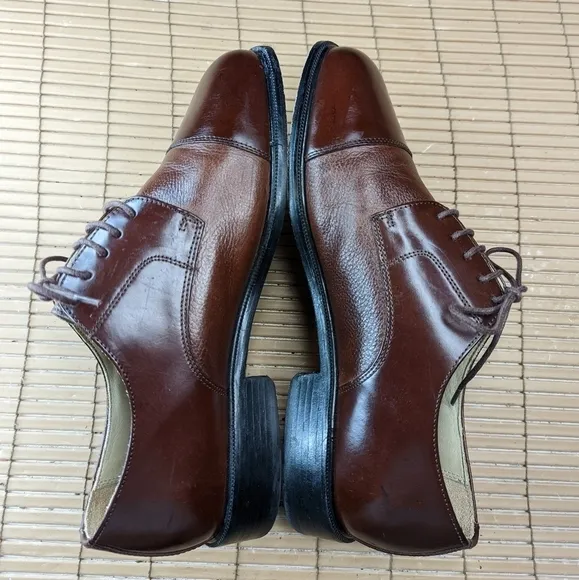 Florsheim Oxford &quot;Chase&quot; Men's Cognac Brown Pebbled Leather  Shoes K18150   sz 9