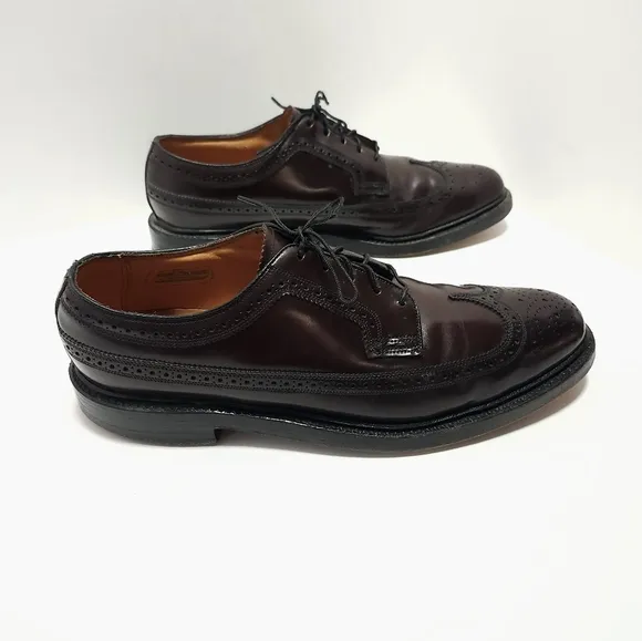 Florsheim Royal Imperial Mens Cordovan Wingtip Shoes Size 9.5 D V Cleat 97626